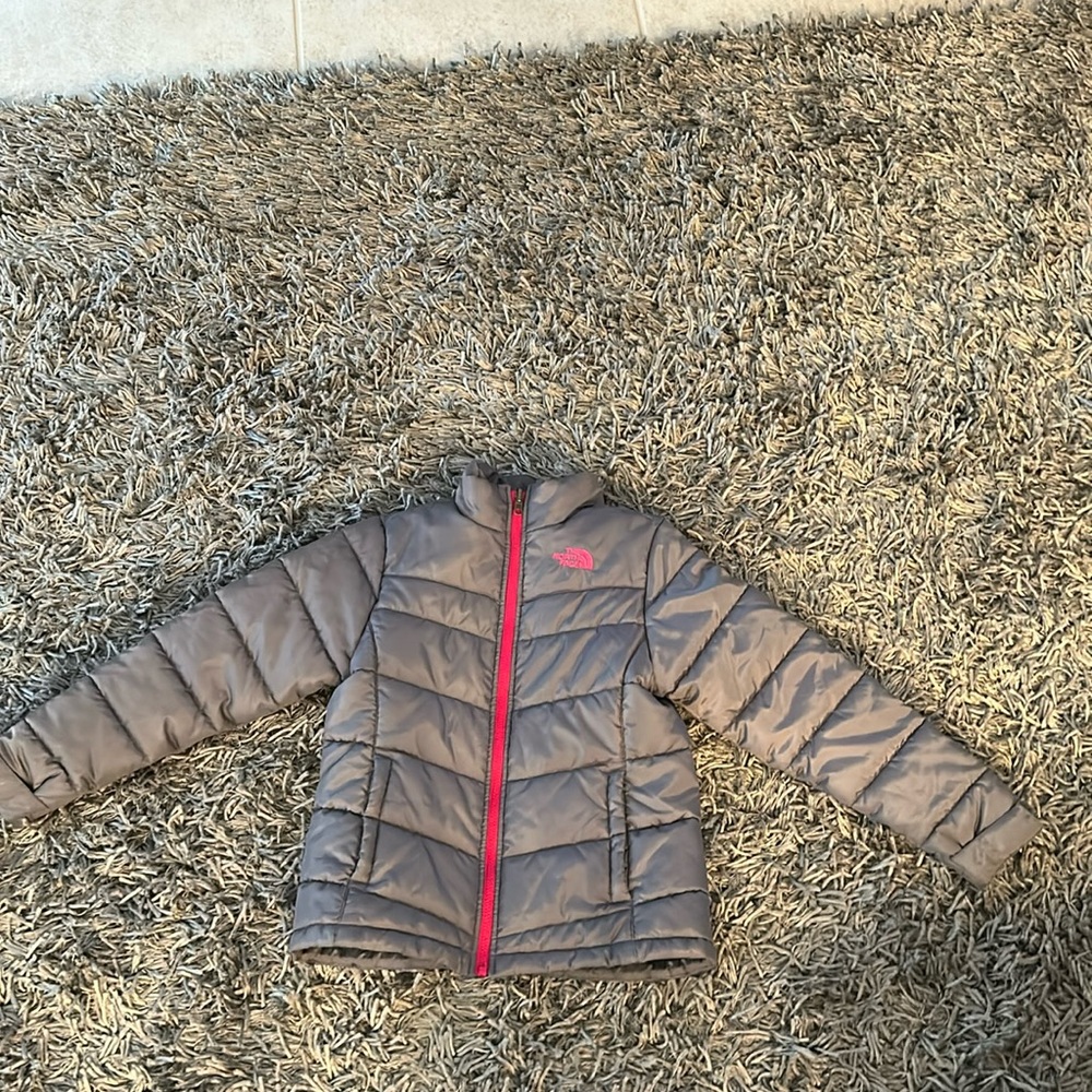 Grey north face jacket girls 10-12